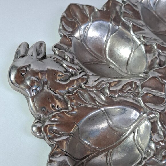 Arthur Court 2003 Egg Holder Bunny & Cabbage Leaf Devlled Egg Holder Easter Vtg - Picture 5 of 13